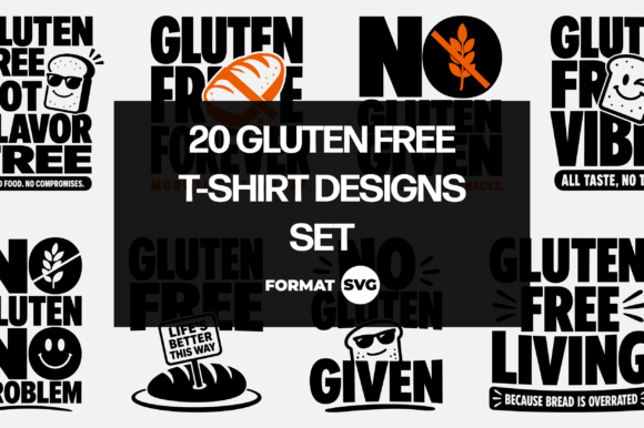 20 Gluten Free SVG Quotes 2 Graphics