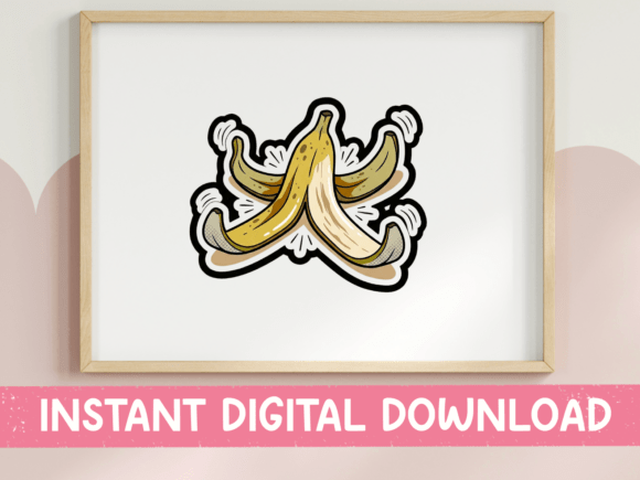Banana Peel Splat Sticker Design: Graphics for T-Shirt Designs