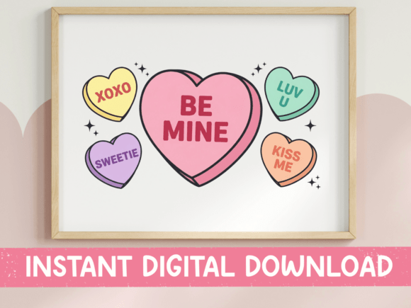 Be Mine Candy Heart Conversation Sticker: Graphics & T-Shirt Designs