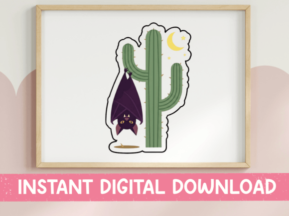 Cactus Bat Desert Night Sticker Print Graphics