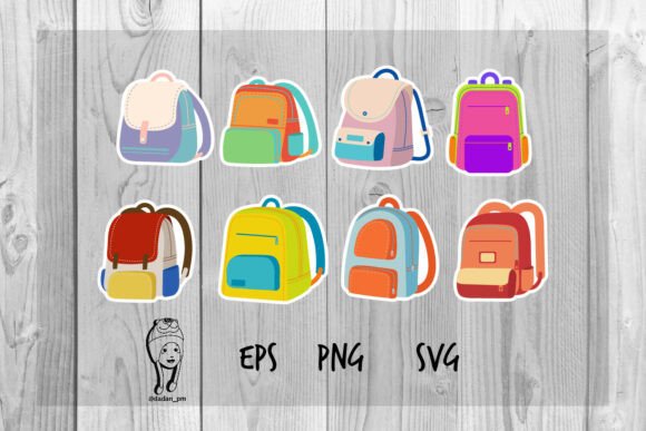 Colorful Backpack Sticker Bundle School: Graphics and Labels Amp