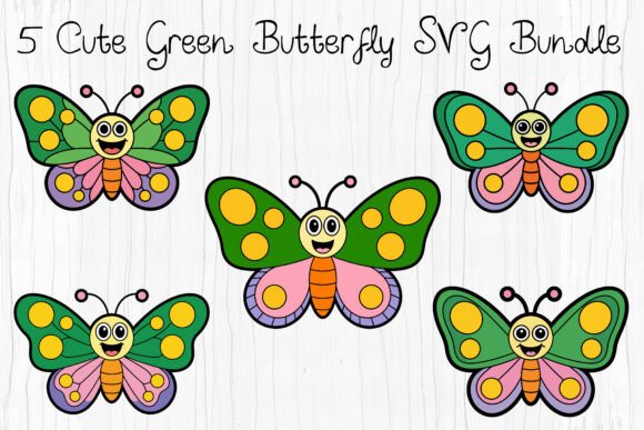Cute Green Butterfly SVG Bundle: Graphics for Creative Projects