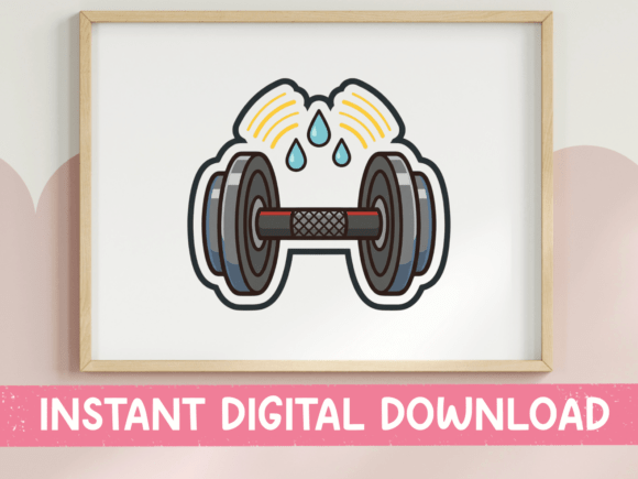 Dumbbell Sticker Gym Workout Design Graphics