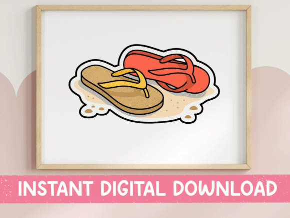 Flip Flops Beach Sandals Sticker: Graphics for T-Shirt Designs