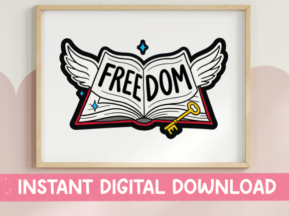 Freedom Book Winged Key SVG Graphics for T-Shirt Designs
