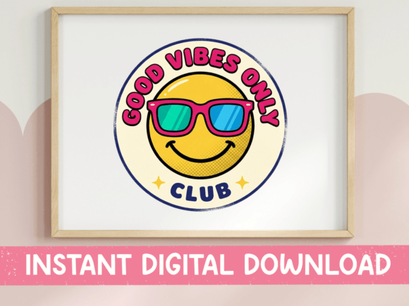 Good Vibes Only Club SVG Retro Smiley Graphics