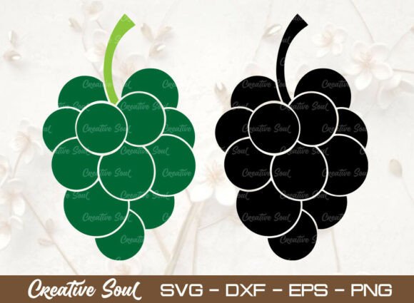 Grapes Silhouette SVG Cut File, Fruit Graphics