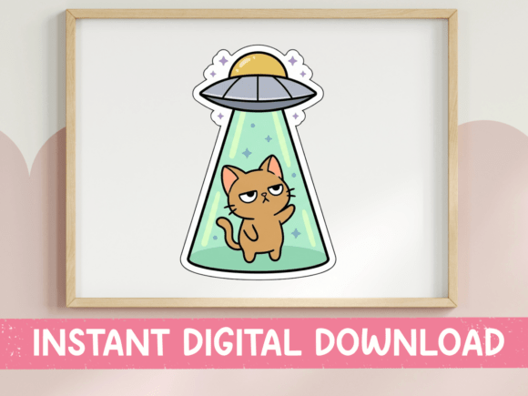 Grumpy Cat UFO Abduction Sticker