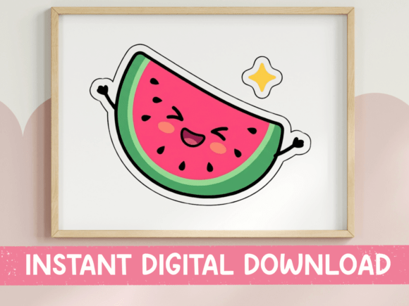 Happy Kawaii Watermelon Sticker Graphics for T-Shirt Designs