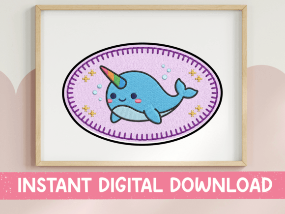 Kawaii Narwhal Oval Patch Sticker Graphics