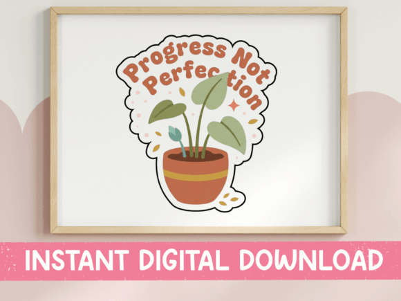 Progress Not Perfection Plant Sticker Graphics