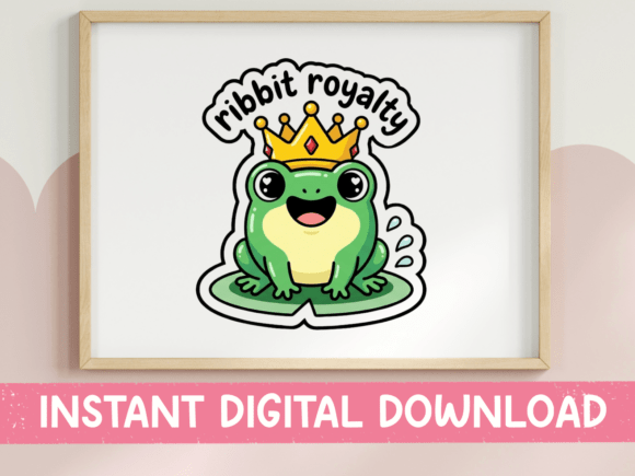 Ribbit Royalty Frog Crown Sticker Design: Graphics for T-Shirt Designs