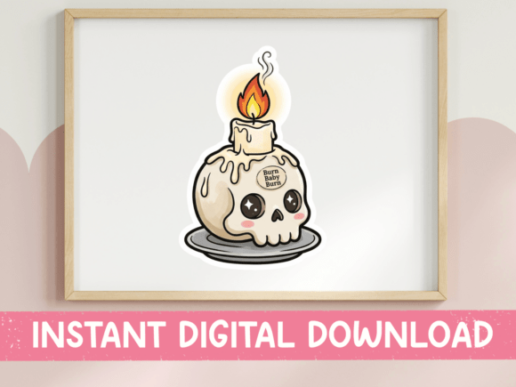 Skull Birthday Candle Kawaii Sticker Graphics