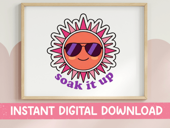 Soak It Up Retro Sunshine Sticker: Graphics for T-Shirt Designs