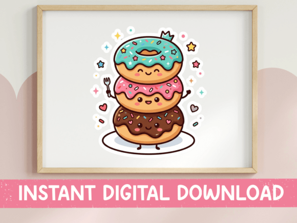 Stacked Donut Tower Kawaii SVG PNG