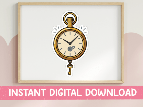 Steampunk Pocket Watch Key Sticker: Graphics for T-Shirt Designs