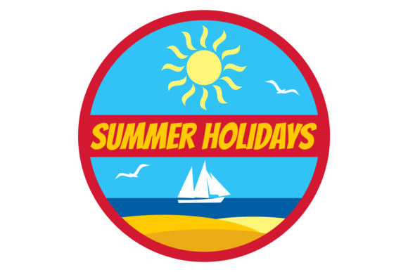 Summer Holidays Round Sticker: Graphics & Illustrations for Crafters