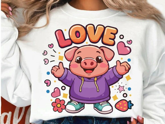 Super Cute LOVE Piggy Design PNG SVG